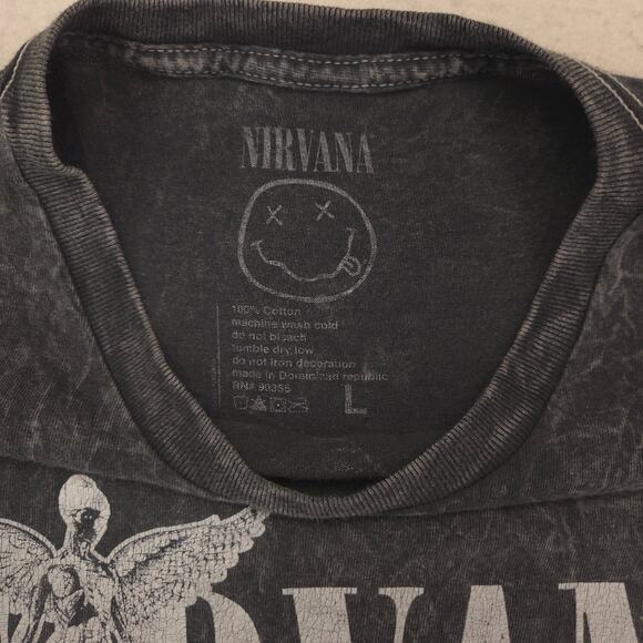 Nirvana Band Casual Crew Neck Graphic Shirt Adult Mens Size Large L Gray - Picture 3 of 9